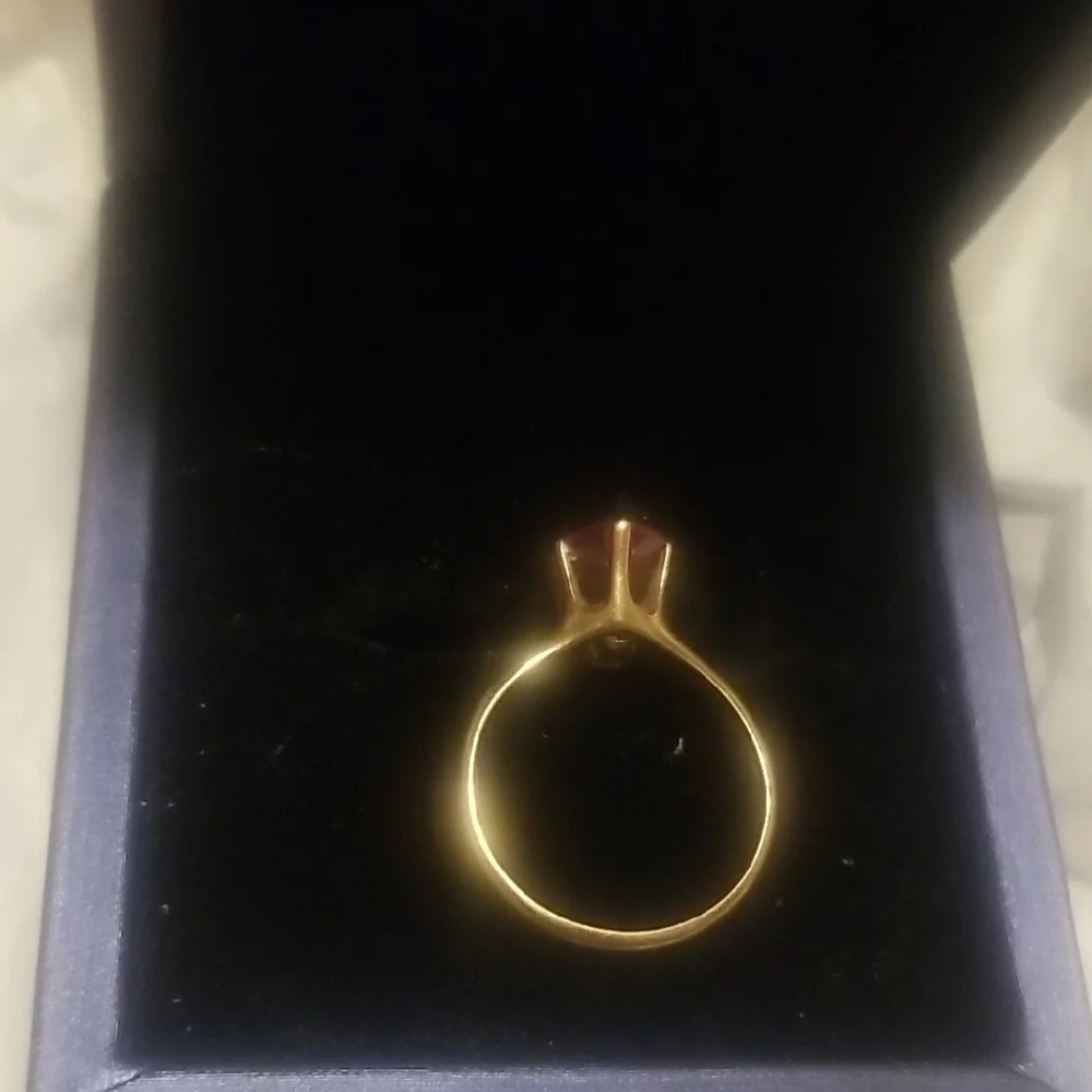 10 Kt Solid Yellow gold Elegant Gold Ring with Red Ruby Gemstone - Picture 3 of 4